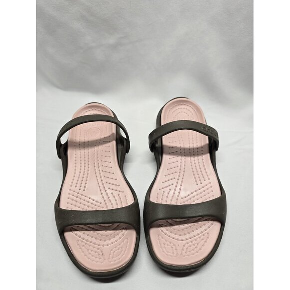 Crocs Cleo Strappy Sandals Women's Size 8 Pink/Brown Dual Strap - Picture 2 of 11